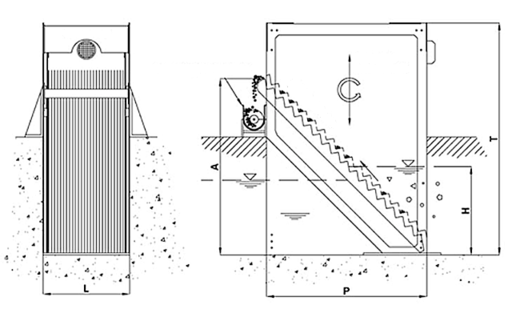 Design und Abmessungen Stufenrechen