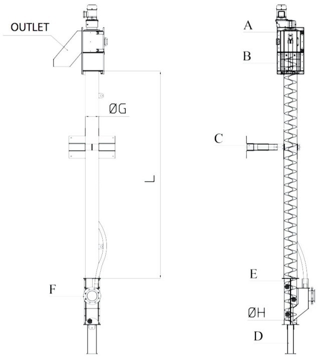 Filtro coclea verticale dwg